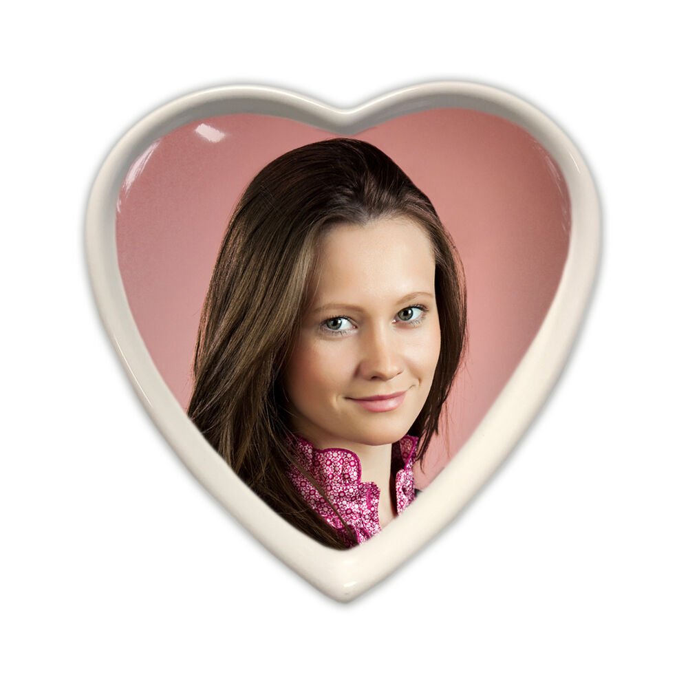 Porselen Resim Kalp Bordürlü 20 cm.